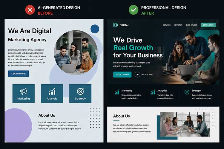 AI-generated Graphic Design being reviewed and corrected