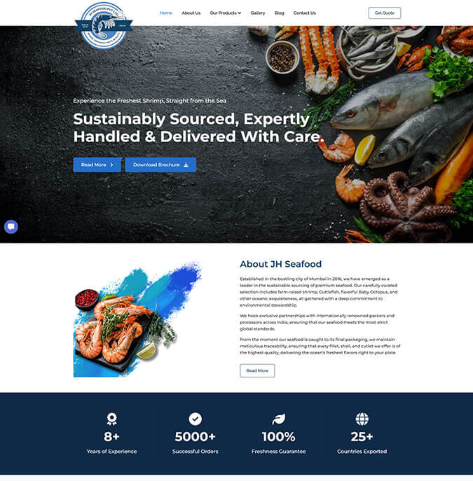 Seafood supplier website