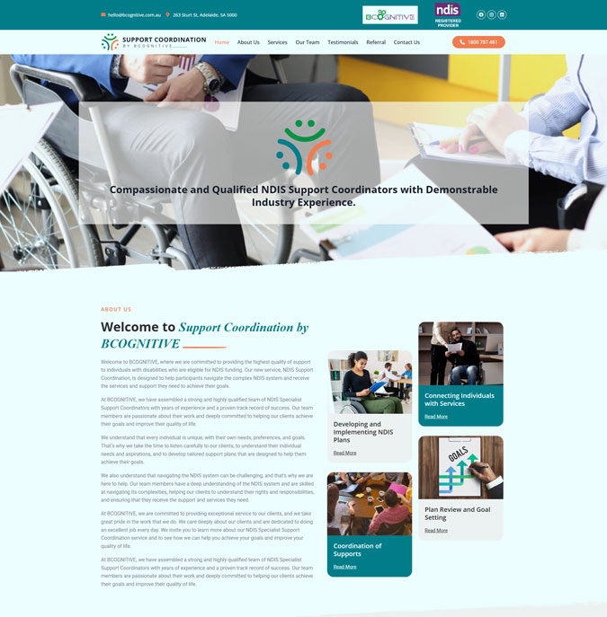 Specialist support coordination website