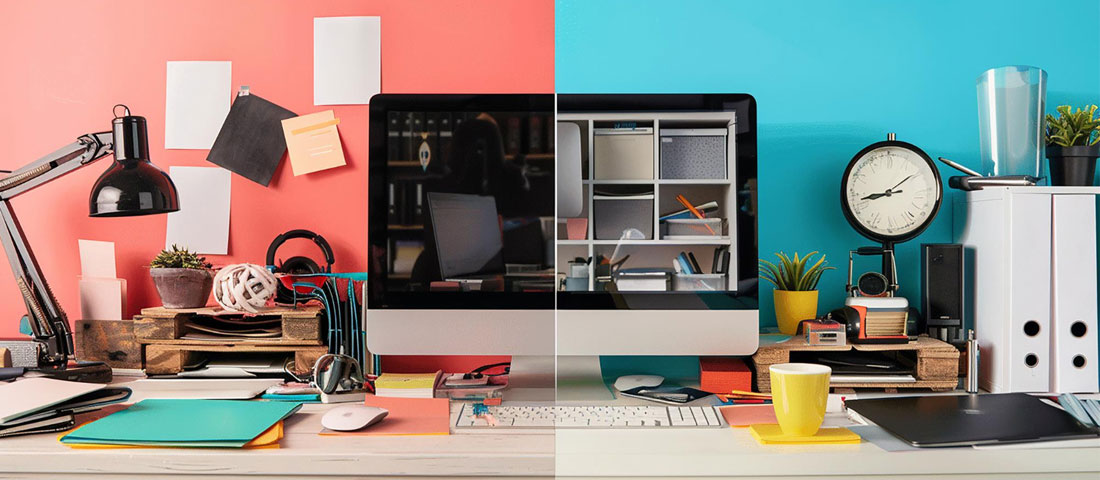 Website redesign before and after showing transformation from outdated cluttered design to modern professional business website in 2026