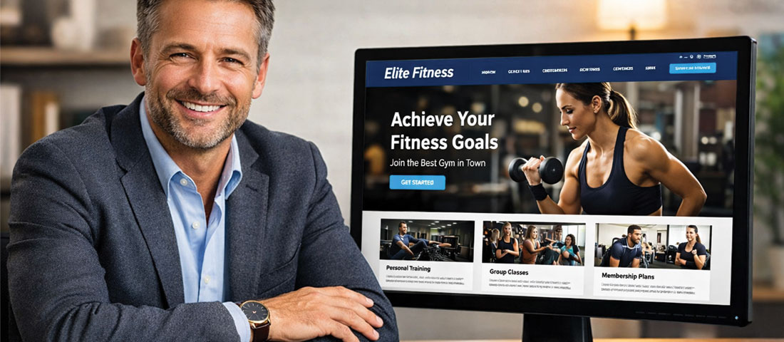 Business owner satisfied with professional responsive website on monitor representing right web delivery choice for business growth in 2026