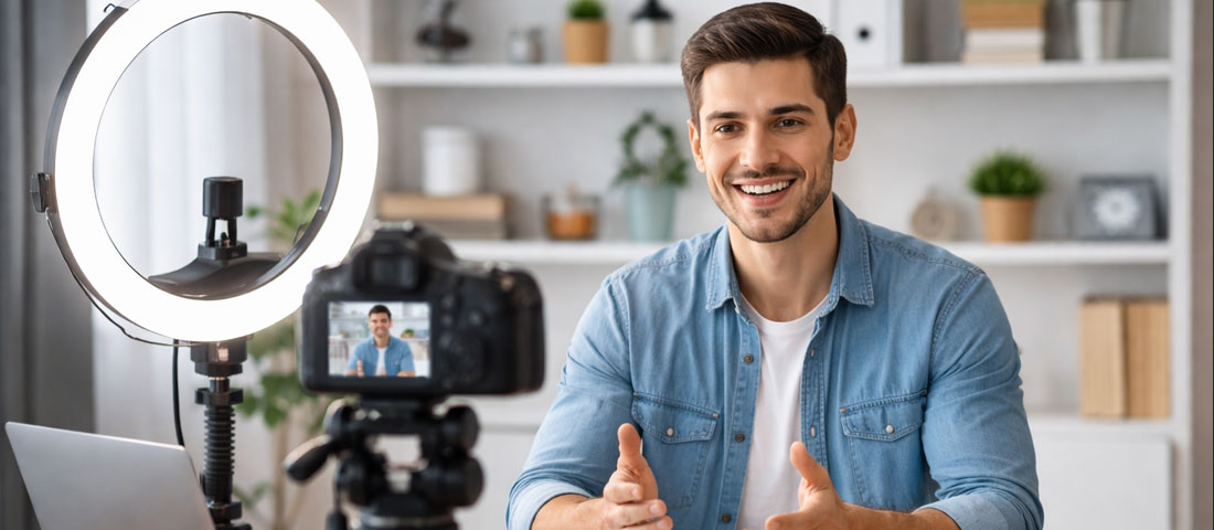 Professional video content creation for marketing showing person recording business tutorial video representing the importance of video in content marketing 2026