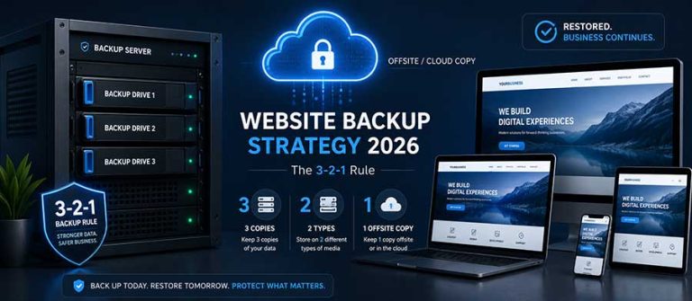 Website Backup Strategy in 2026: The 3-2-1 Rule for Business Websites