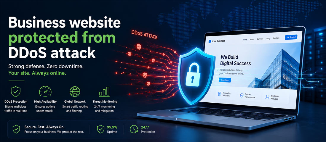 Business website protected from DDoS attack