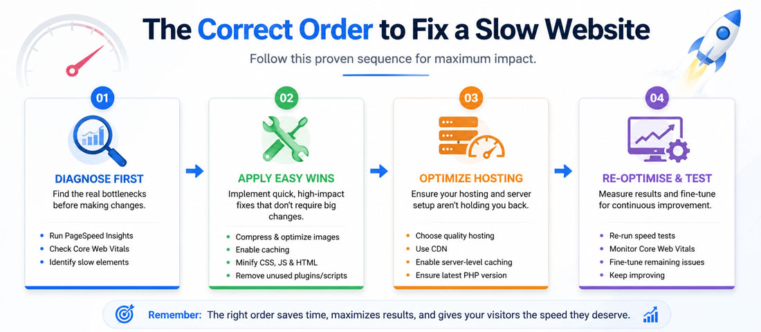 Correct order to fix slow website
