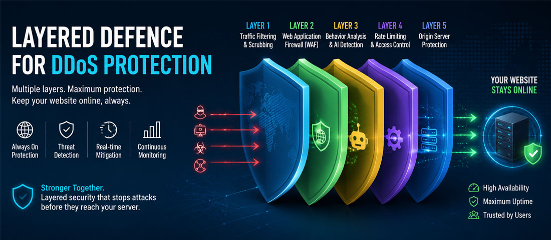 Layered defence for DDoS protection