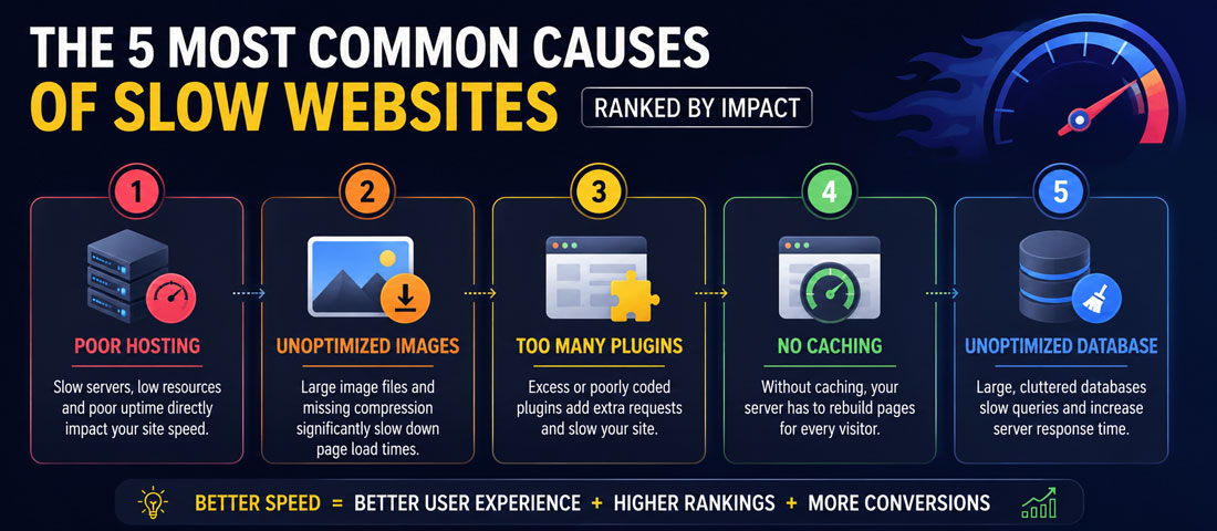 Root causes of slow websites ranked by impact