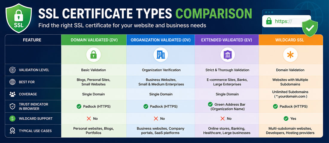 SSL certificate types comparison