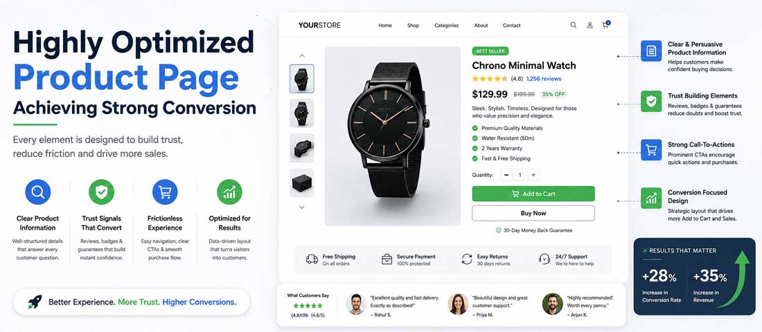 Highly optimized product page achieving strong conversion