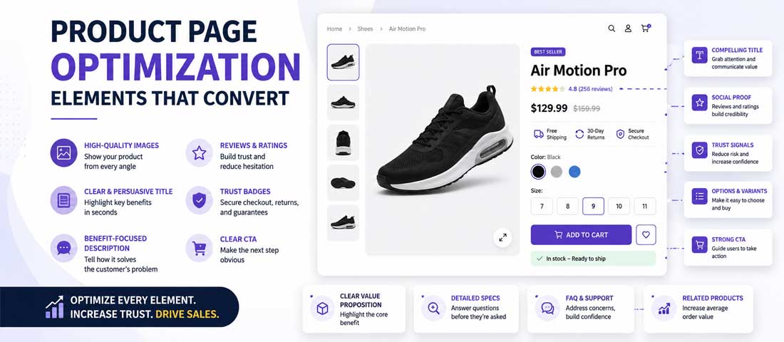 Product page optimization elements that convert
