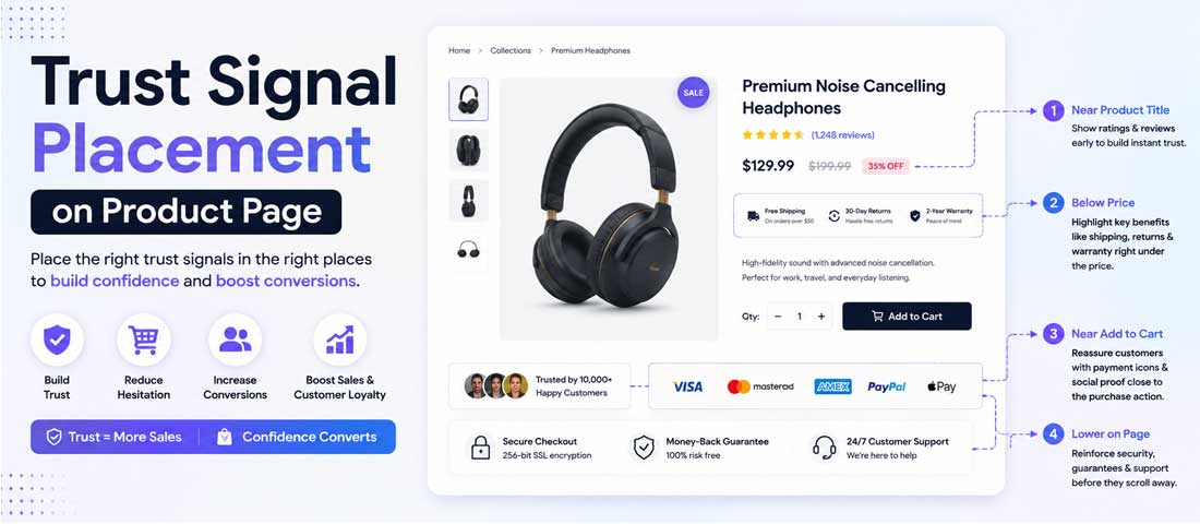 Trust signal placement product page